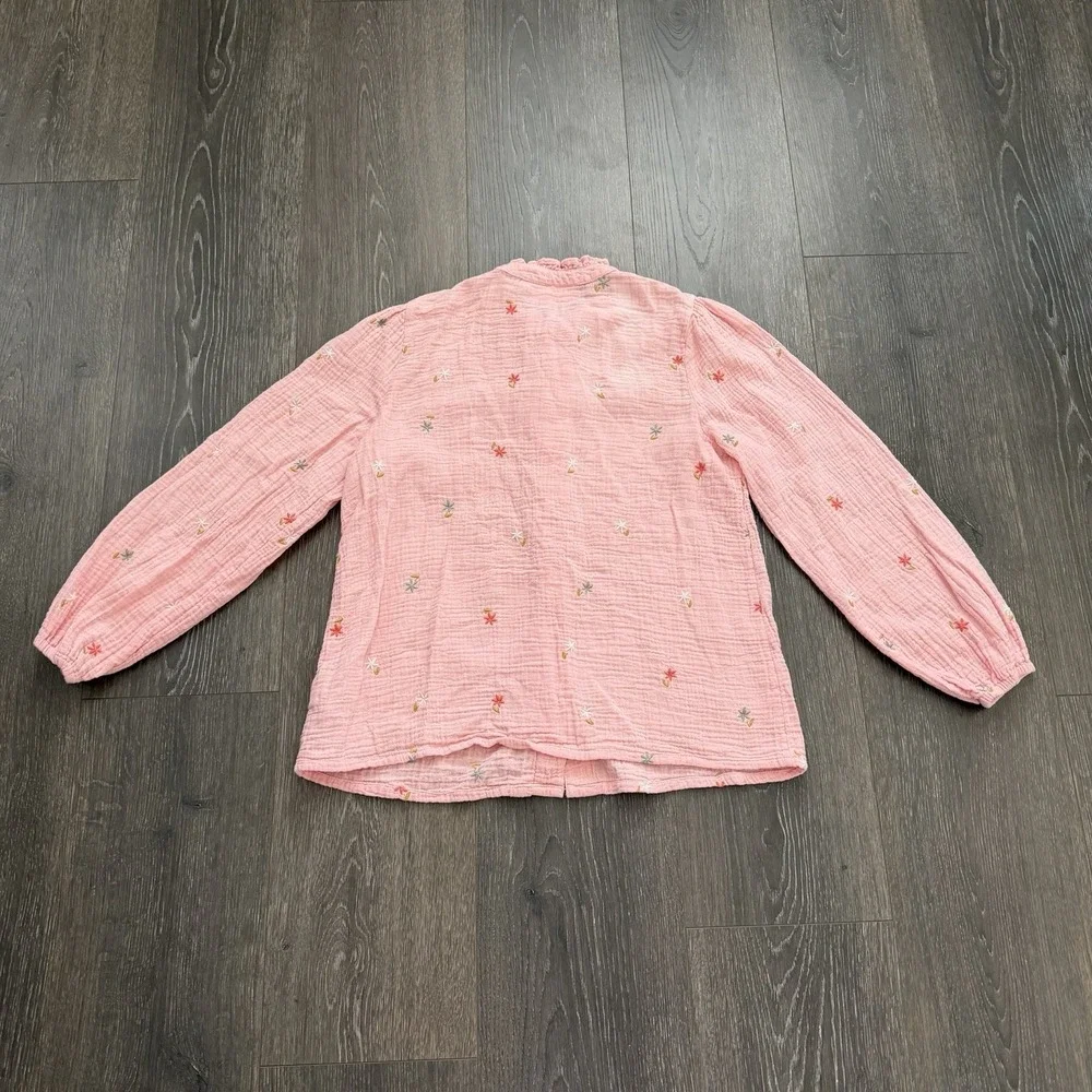 Boden Double Cloth Pink Floral‎ Embroidered Girl Long Sleeve Blouse 11-12Y Boho